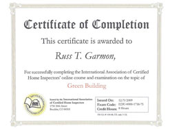 Home Inspection Certificates